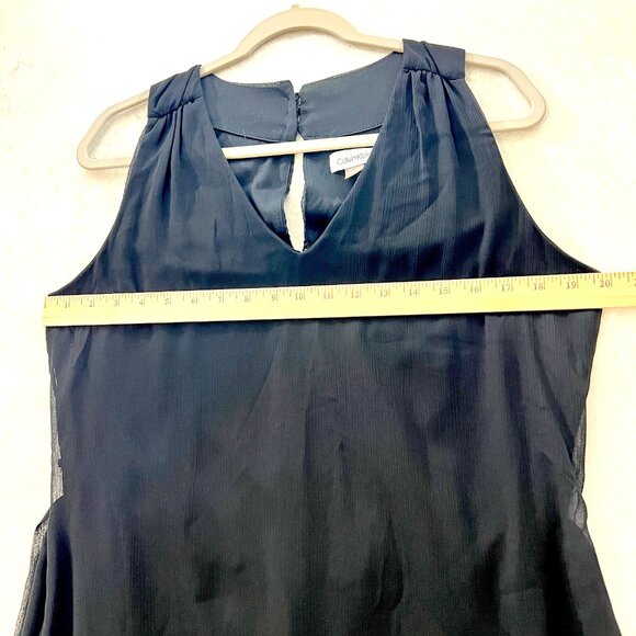 CALVIN KLEIN Black Dress Chiffon Womens 10 Party Whimsigoth Dark Feminine - Picture 11 of 14